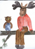 Elch mit Eule